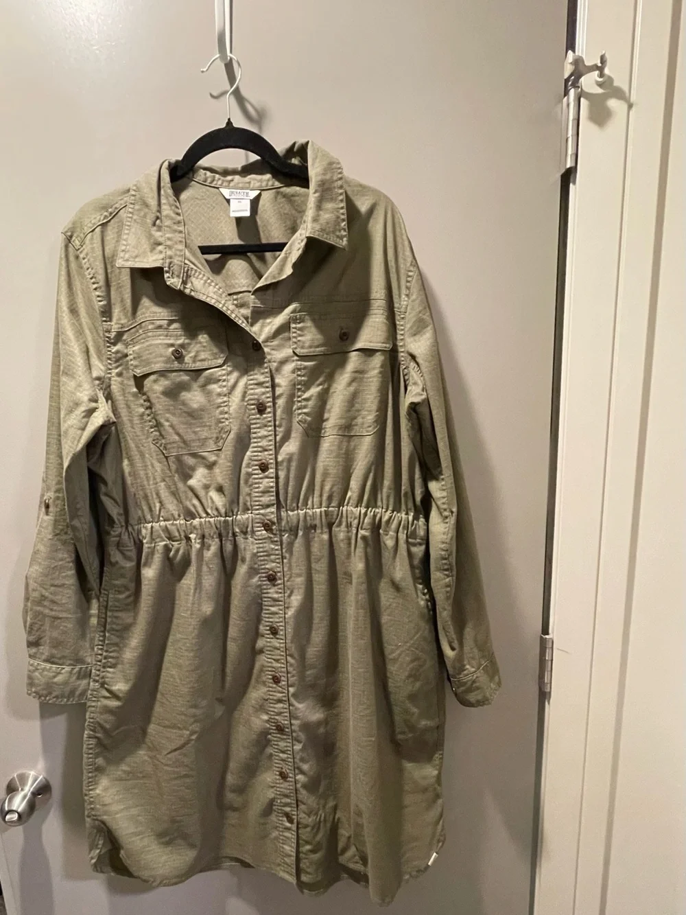 Duluth Trading Co Olive Green Utility Jacket Dress